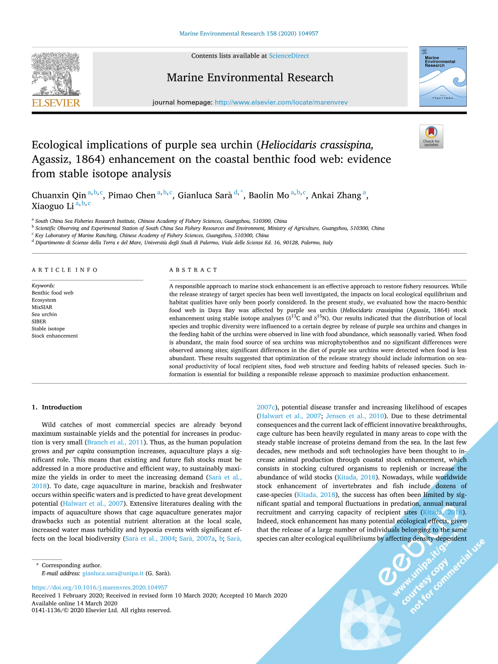 Ecological Implications of Purple Sea Urchin