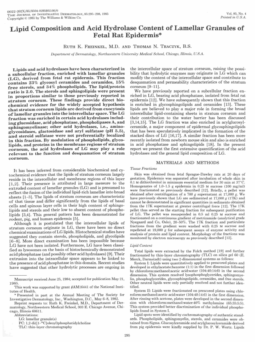 Lipid Composition and Acid Hydrolase Content of Lamellar Granules of Fetal Rat Epidermis*