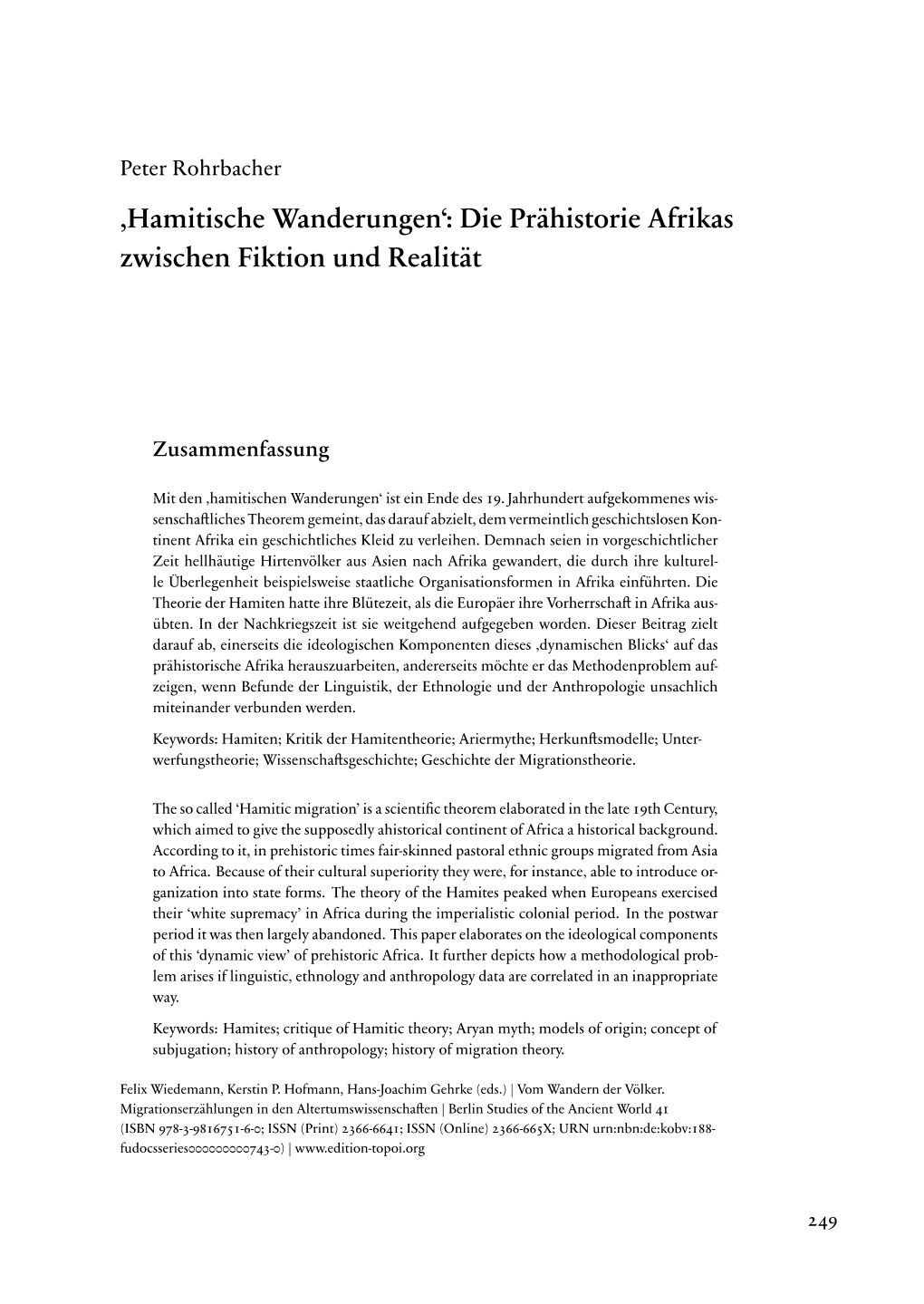 "Hamitische Wanderungen": Die Prähistorie Afrikas Zwischen Fiktion