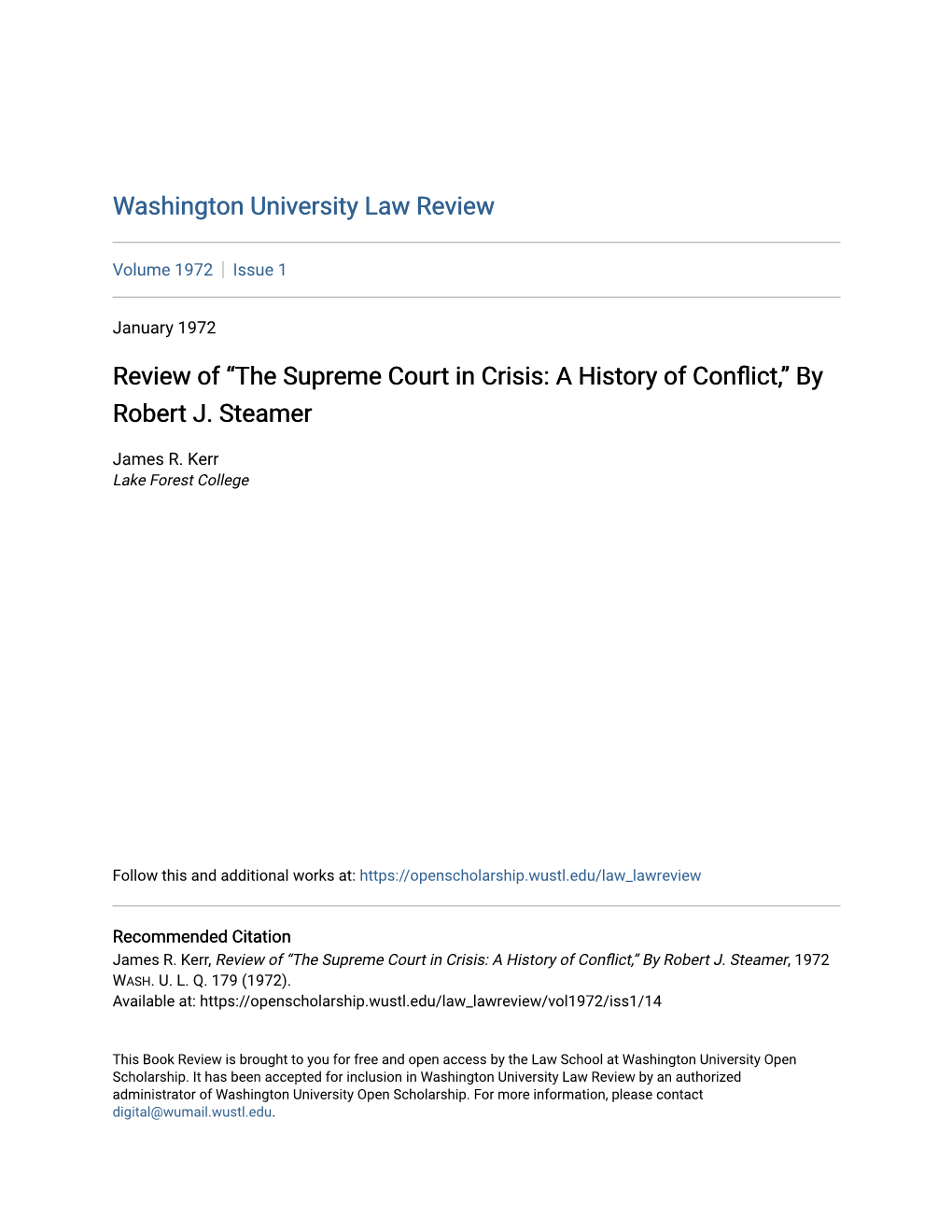 Review of “The Supreme Court in Crisis: a History of Conflict,” by Robert J