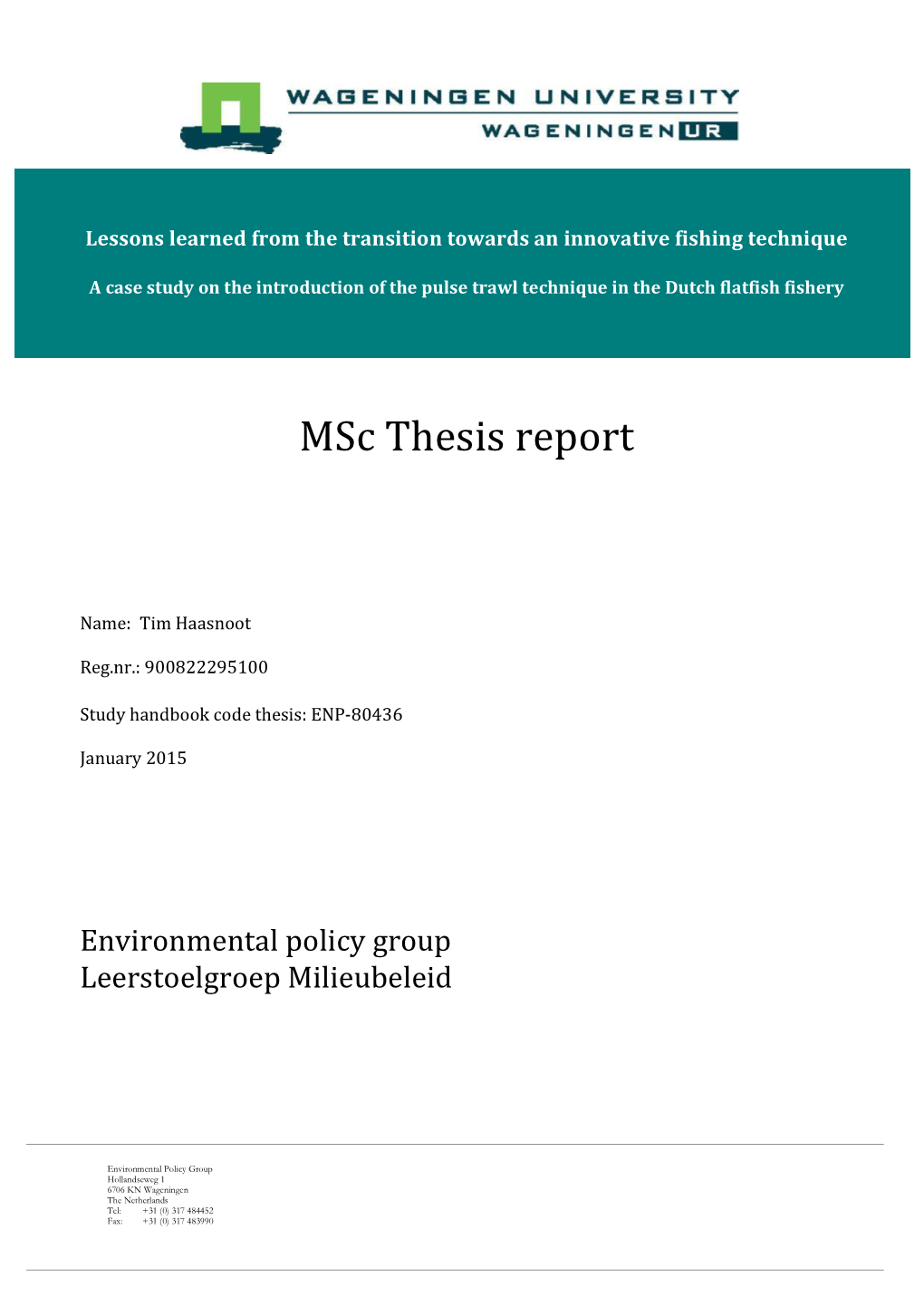 Msc Thesis Report