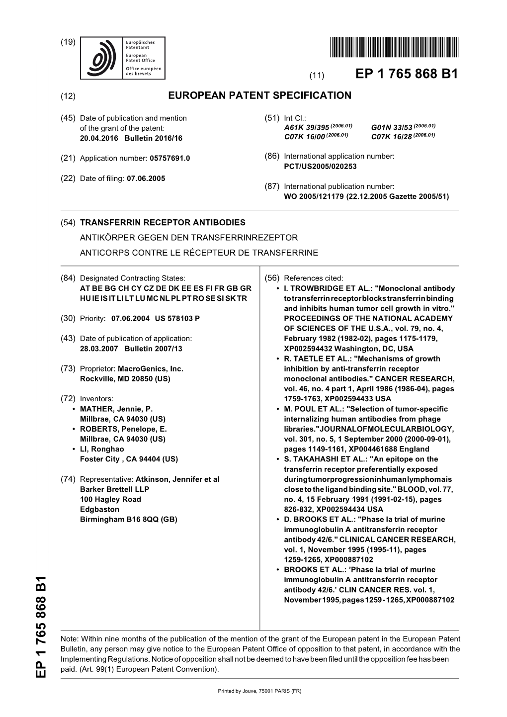 Transferrin Receptor Antibodies Antikörper Gegen Den Transferrinrezeptor Anticorps Contre Le Récepteur De Transferrine