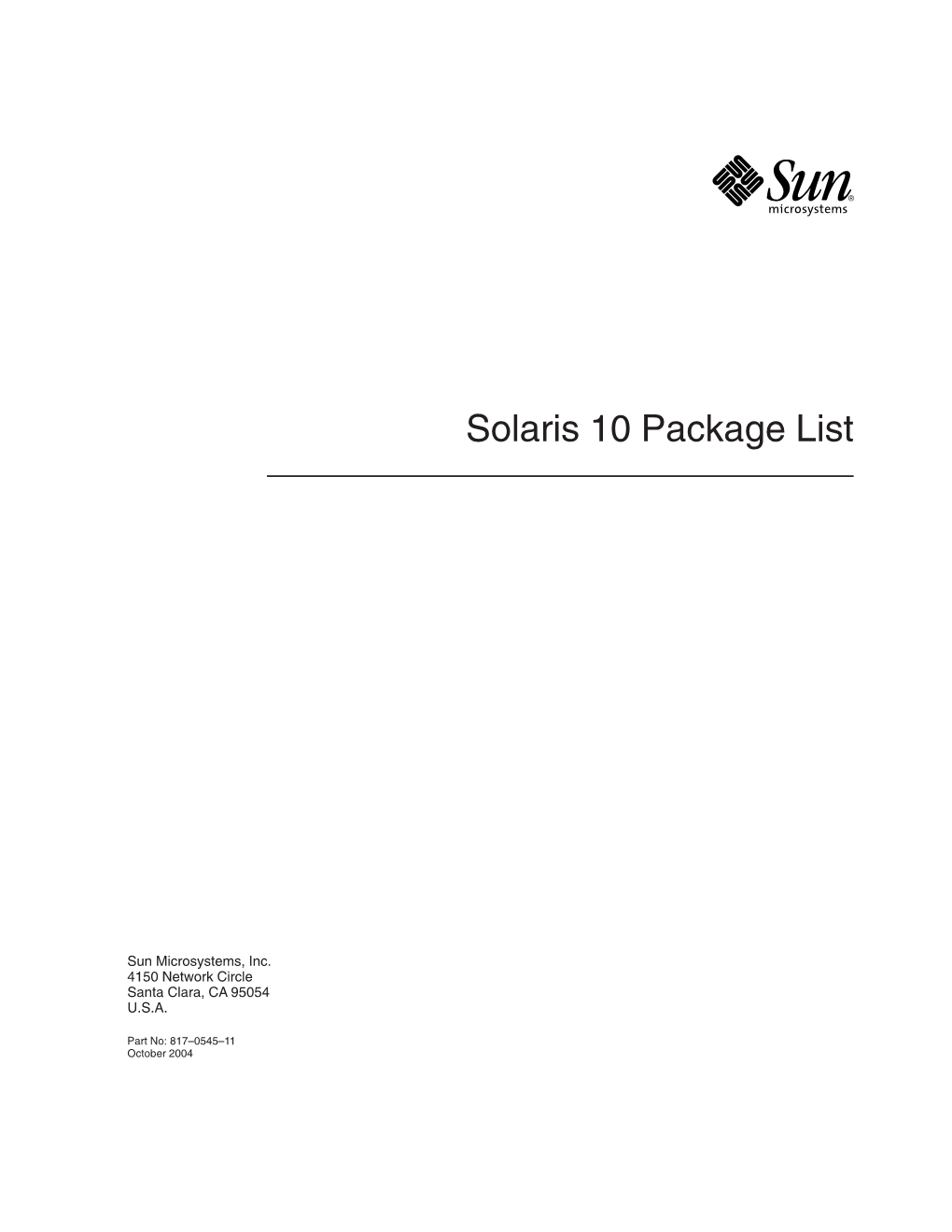 Solaris 10 Package List