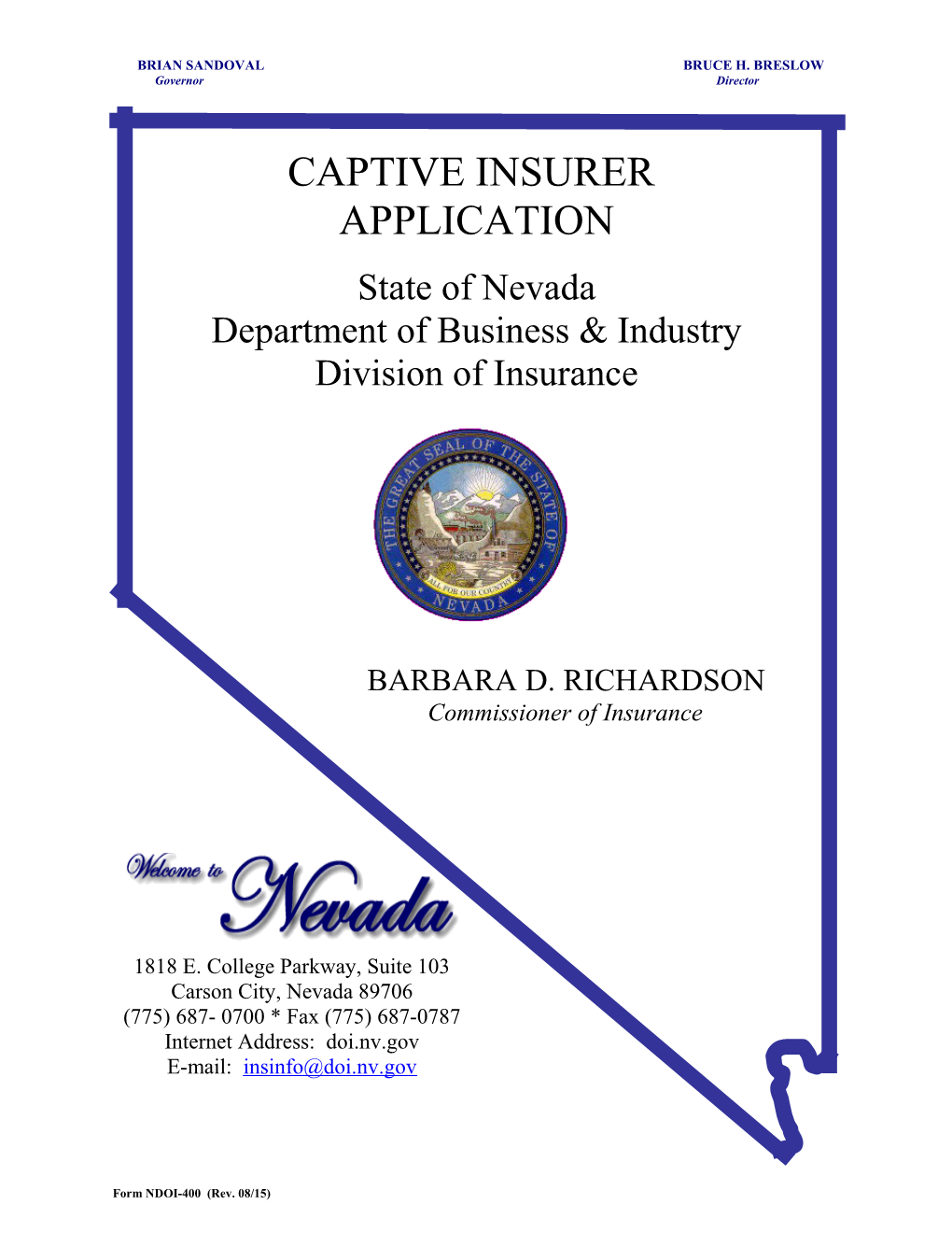 Captive Insurer Application for Authority