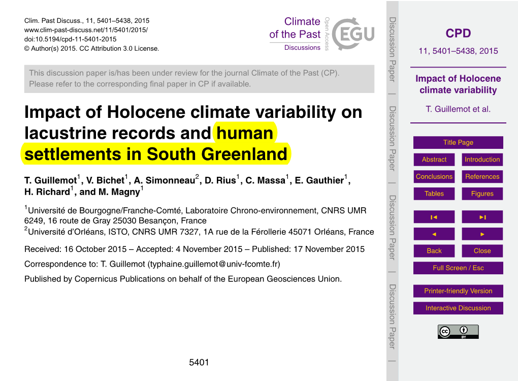 Impact of Holocene Climate Variability on T