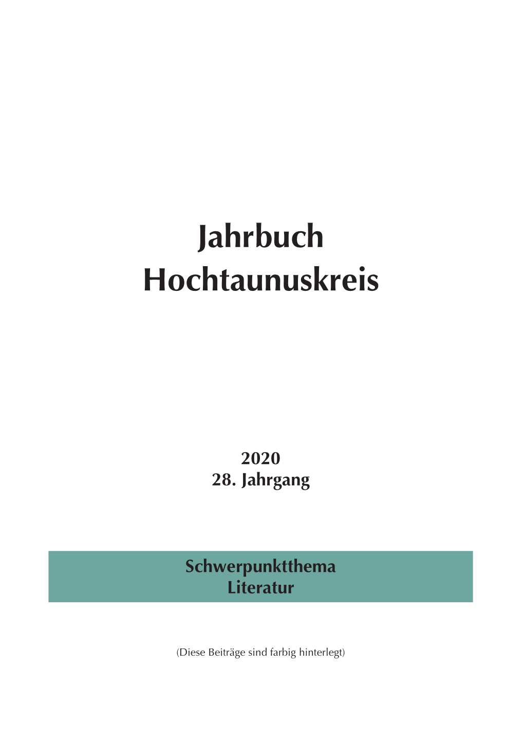 Jahrbuch Hochtaunuskreis (2020)