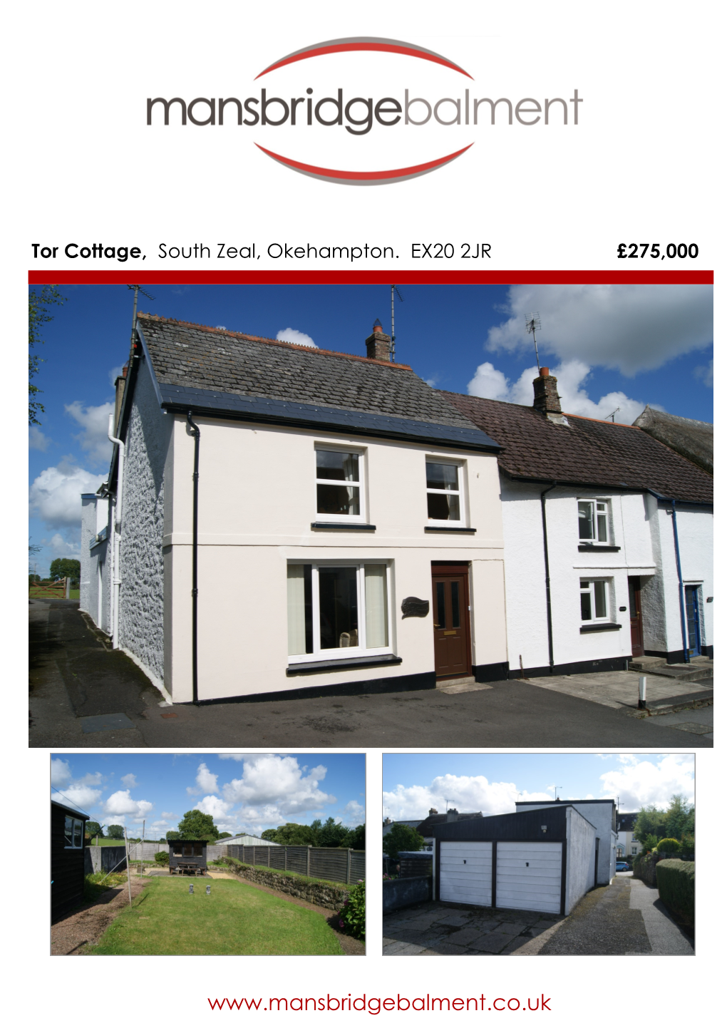 Tor Cottage, South Zeal, Okehampton. EX20 2JR £275000