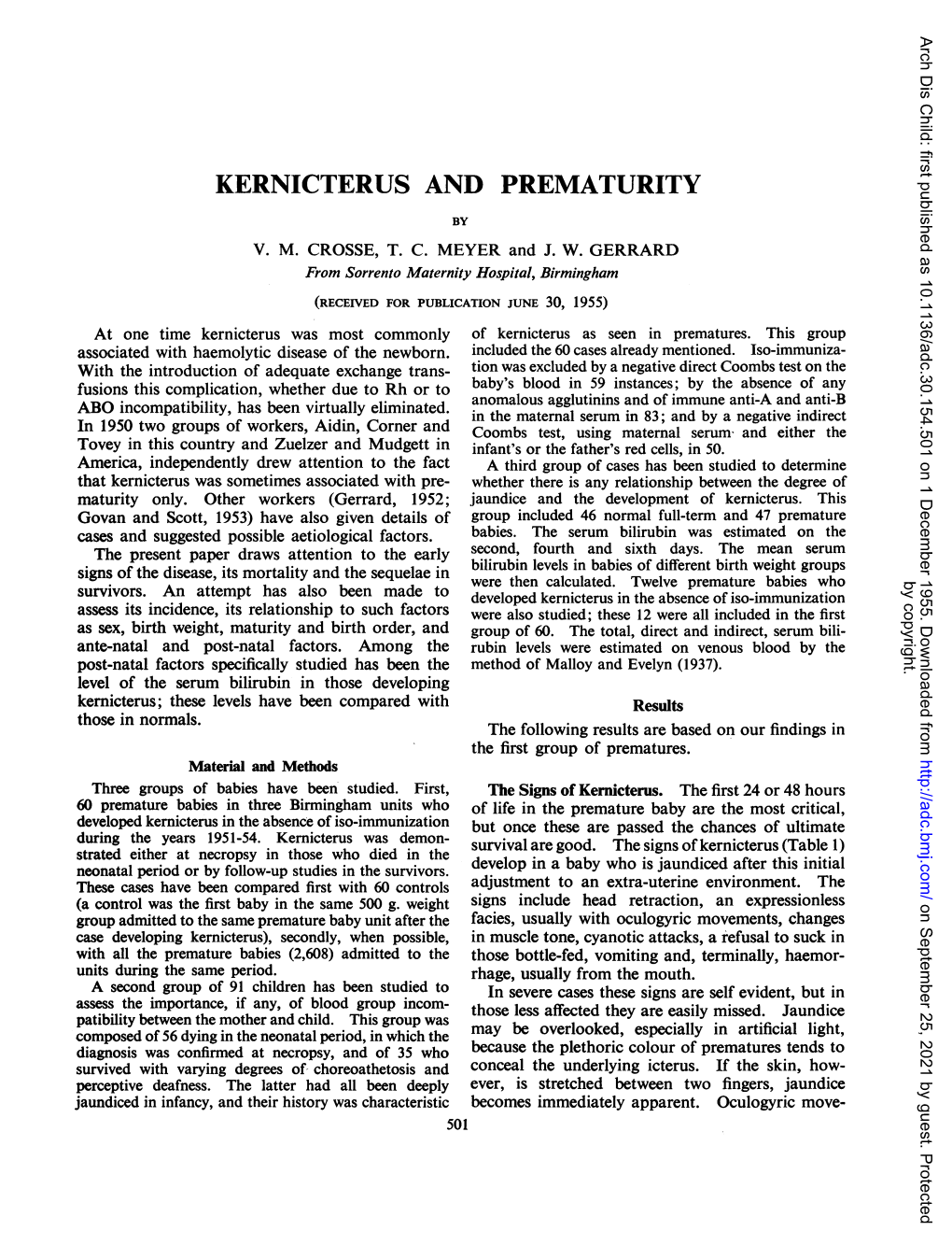 Kernicterus and Prematurity