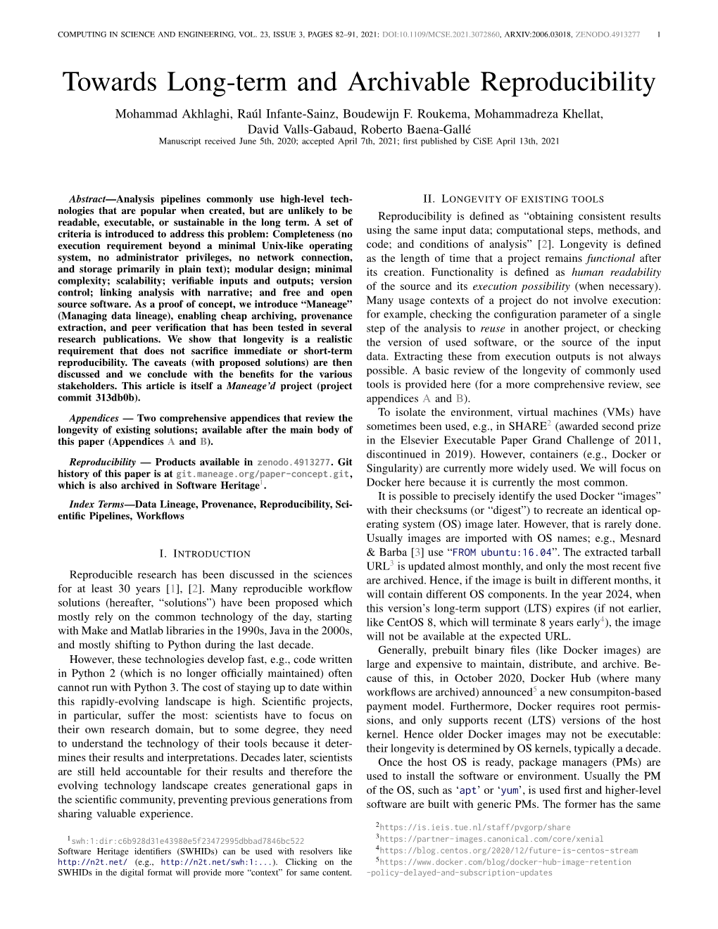 Towards Long-Term and Archivable Reproducibility Mohammad Akhlaghi, Ra´Ul Infante-Sainz, Boudewijn F