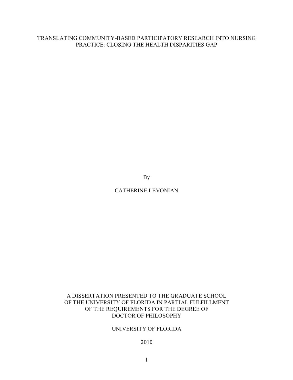 University of Florida Thesis Or Dissertation Formatting