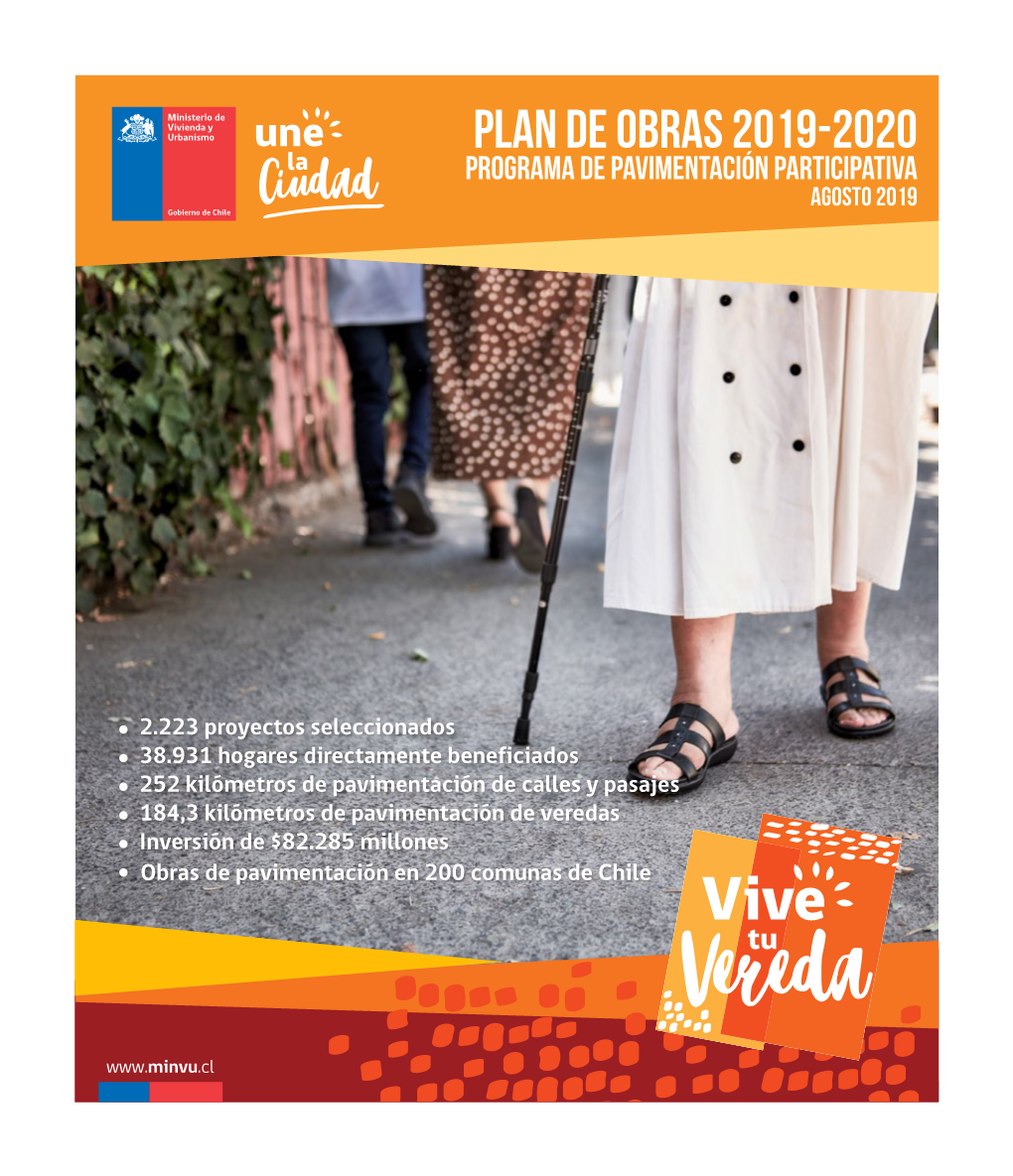 Plan De Obras 2019-2020 Programa De Pavimentación Participativa Agosto 2019