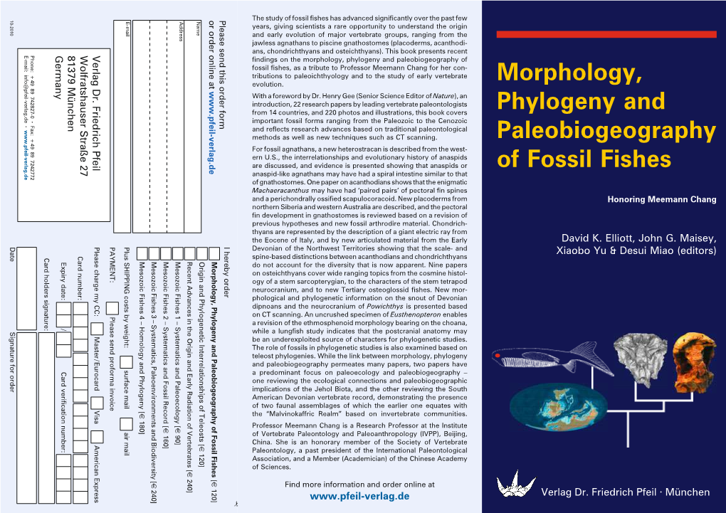 Morphology, Phylogeny and Paleobiogeography of Fossil Fishes