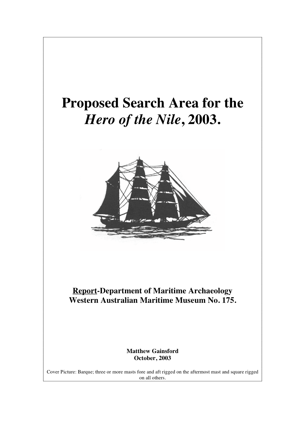 Proposed Search Area for the Hero of the Nile, 2003