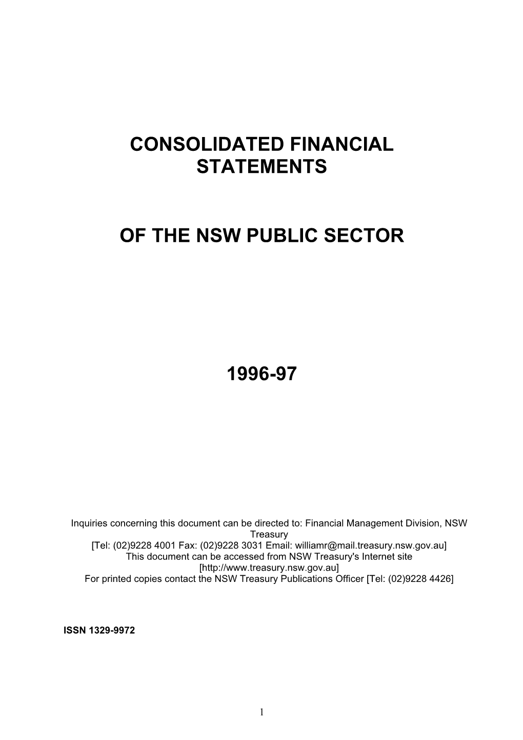 Consolidated Financial Statement of the NSW Public Sector 1996-97
