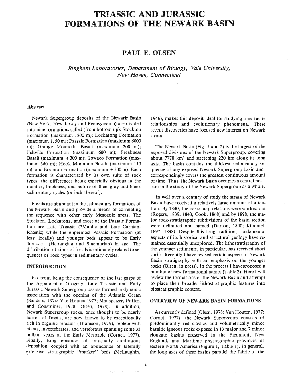 Triassic and Jurassic Formations of the Newark Basin