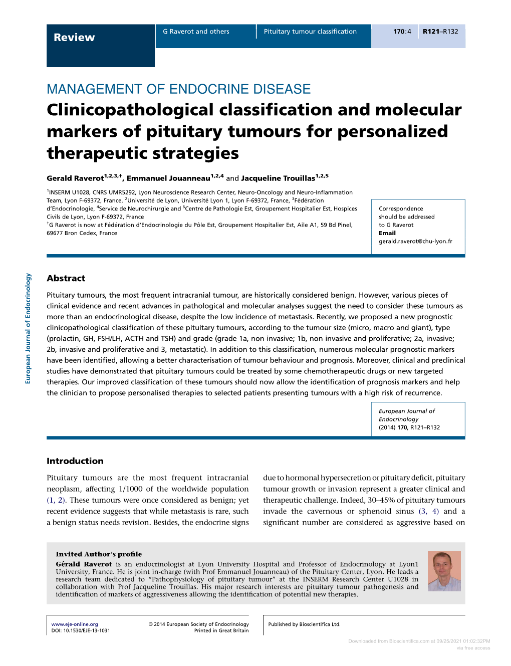 Clinicopathological Classification and Molecular Markers of Pituitary