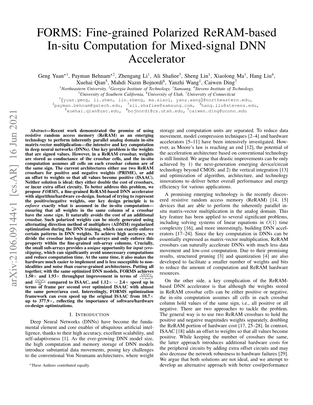 Fine-Grained Polarized Reram-Based In-Situ Computation for Mixed-Signal DNN Accelerator