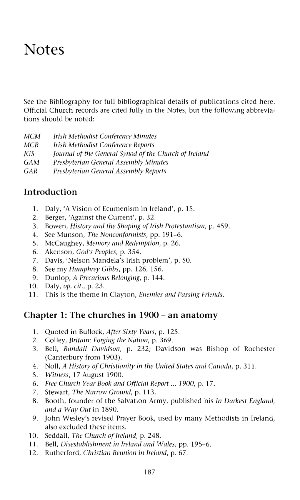 Introduction Chapter 1: the Churches in 1900