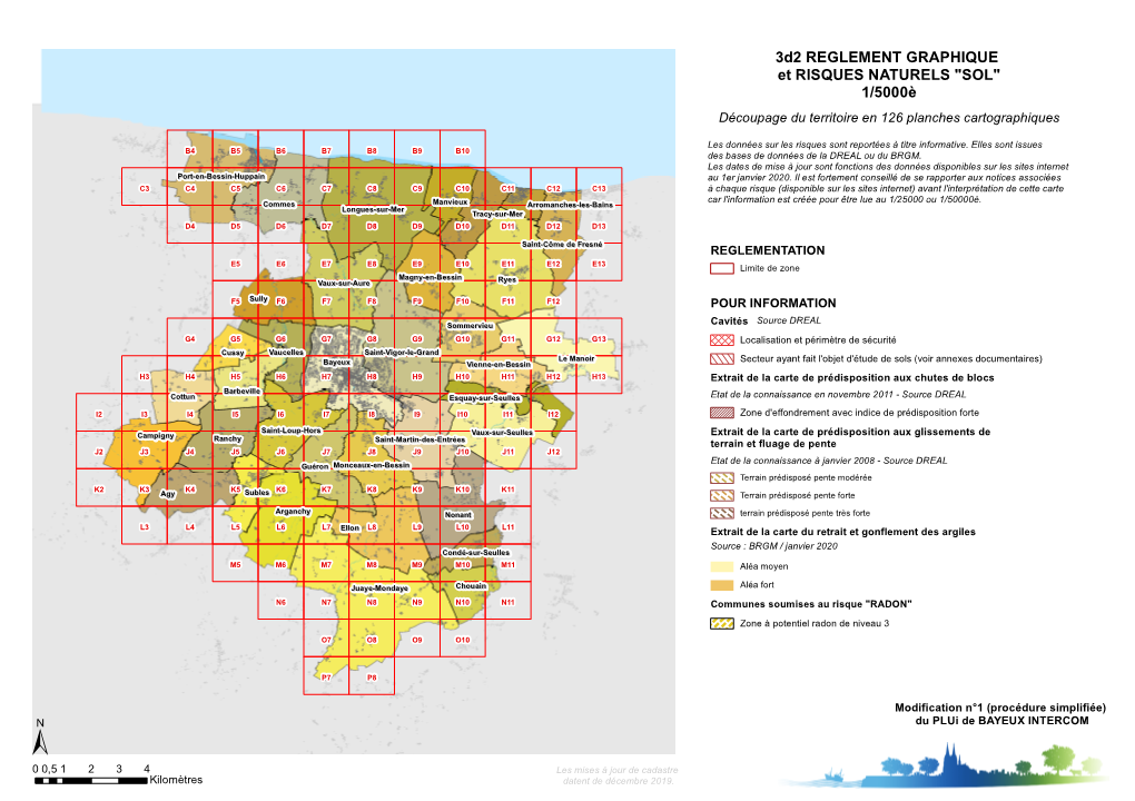 3D2 REGLEMENT GRAPHIQUE Et RISQUES NATURELS "SOL" 1/5000È Découpage Du Territoire En 126 Planches Cartographiques