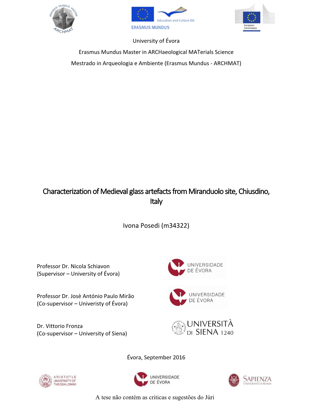 Characterization of Medieval Glass Artefacts from Miranduolo Site, Chiusdino, Italy