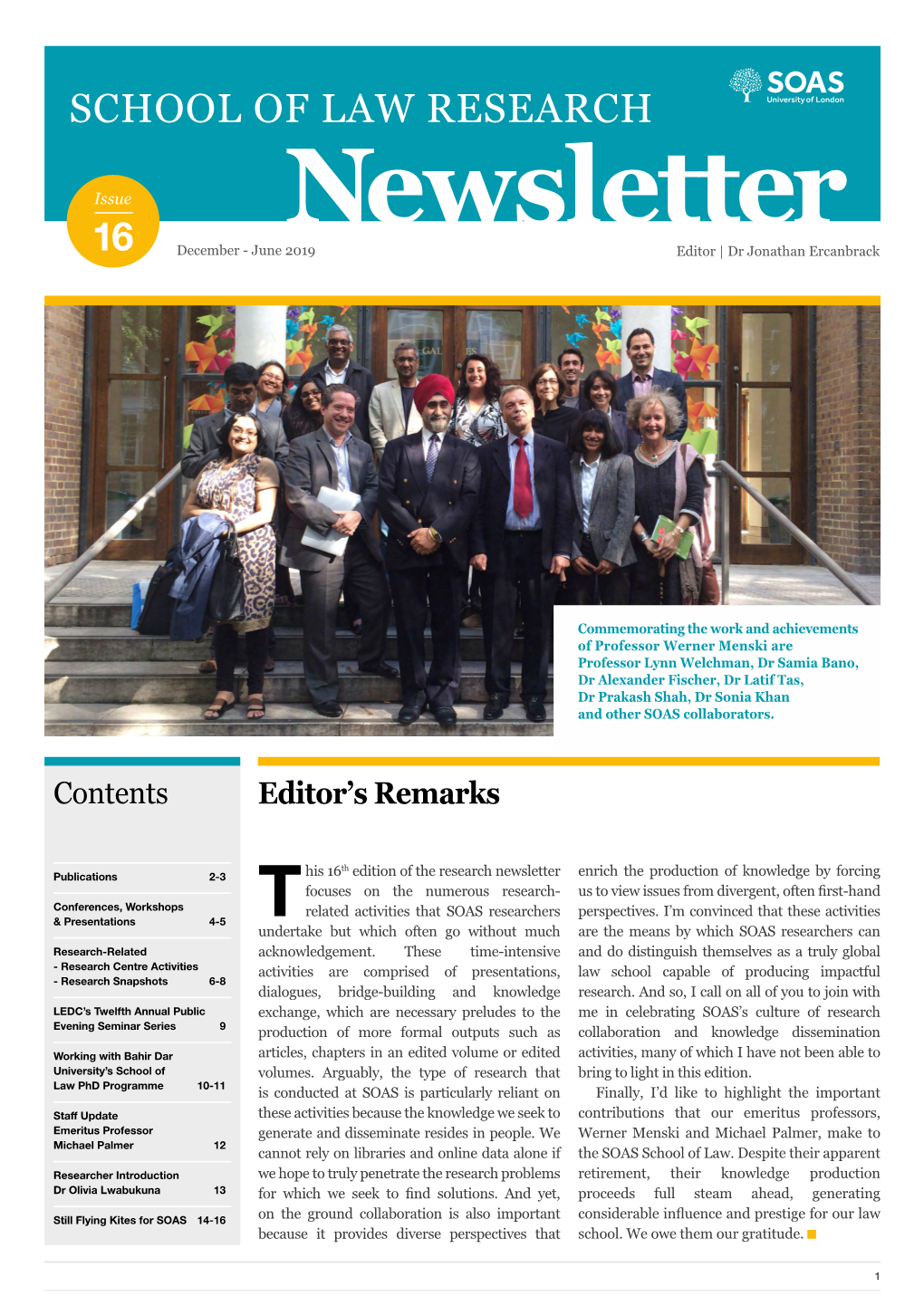 School of Law Research Newsletter Issue 16