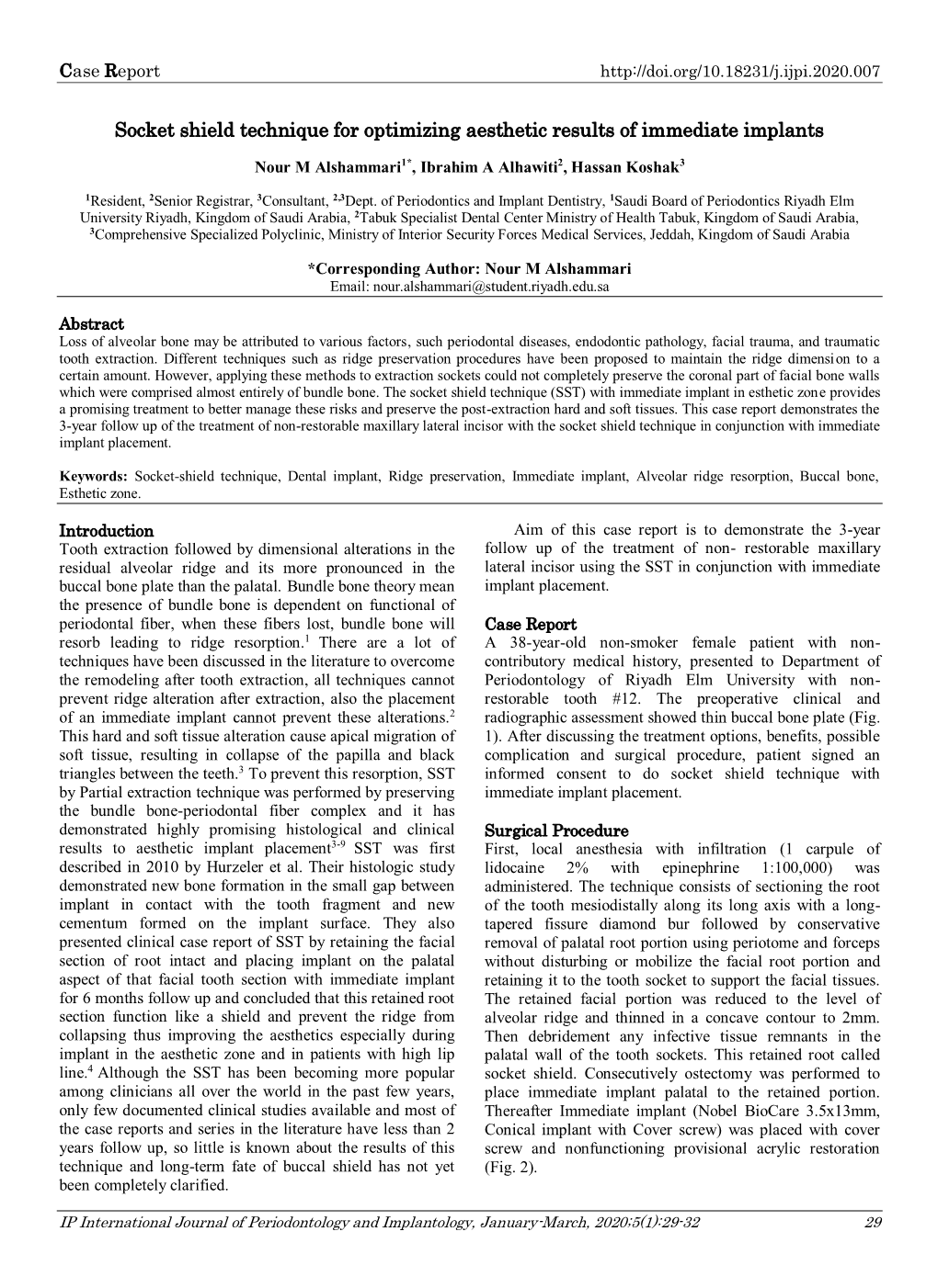 Socket Shield Technique for Optimizing Aesthetic Results of Immediate Implants