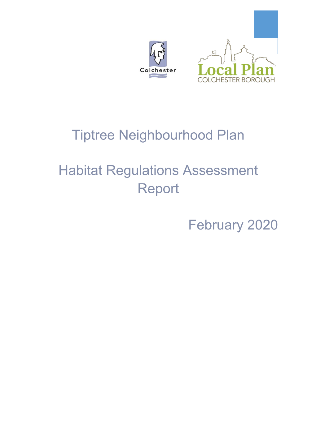 Tiptree Neighbourhood Plan Habitat Regulations Assessment Report