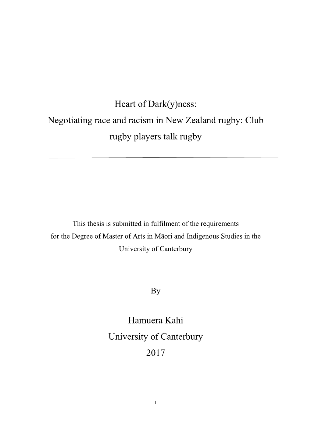 Negotiating Race and Racism in New Zealand Rugby: Club Rugby Players Talk Rugby