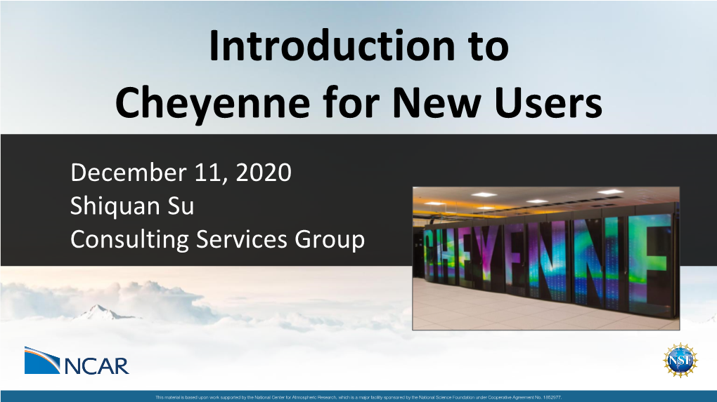 Introduction to Cheyenne for New Users