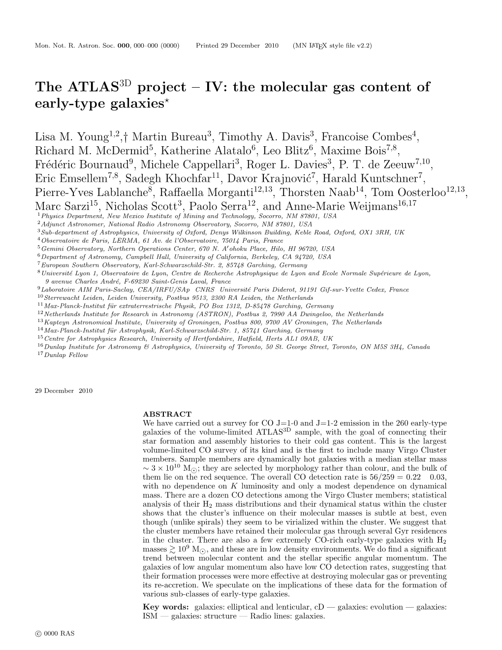 IV: the Molecular Gas Content of Early-Type Galaxies⋆