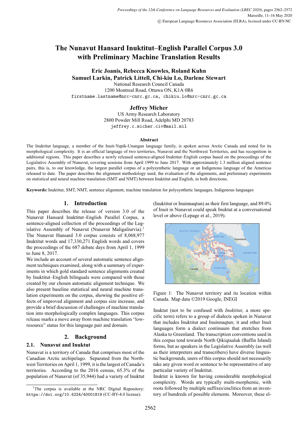 The Nunavut Hansard Inuktitut–English Parallel Corpus 3.0 with Preliminary Machine Translation Results