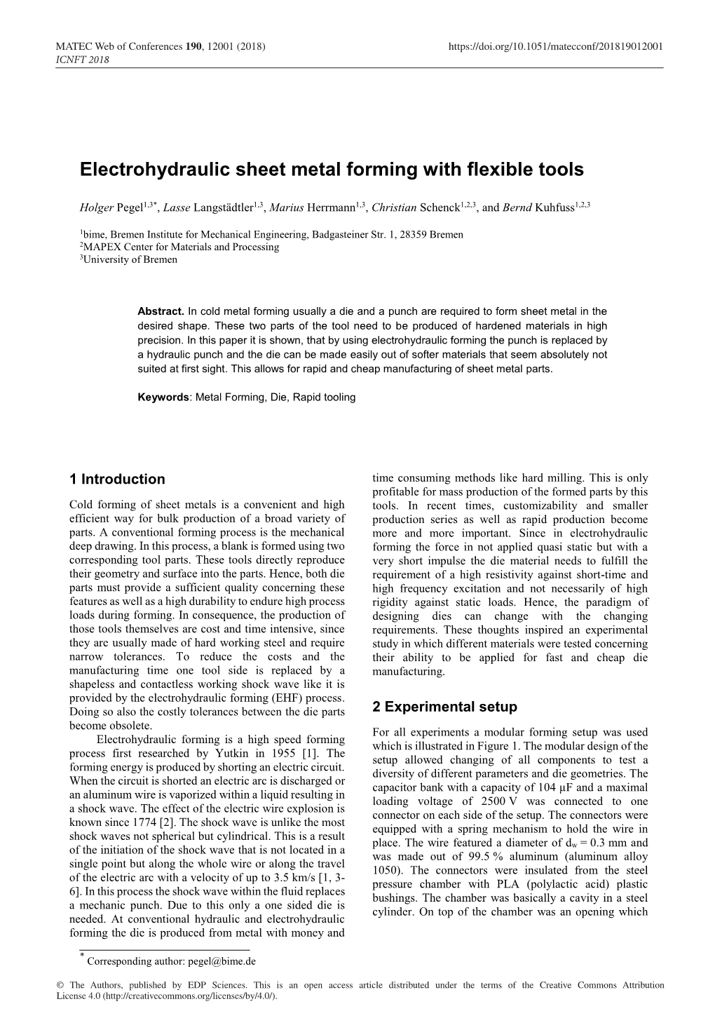 Electrohydraulic Sheet Metal Forming with Flexible Tools