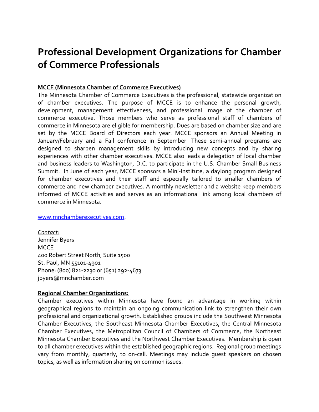 Professional Development Organizations for Chamber of Commerce Professionals