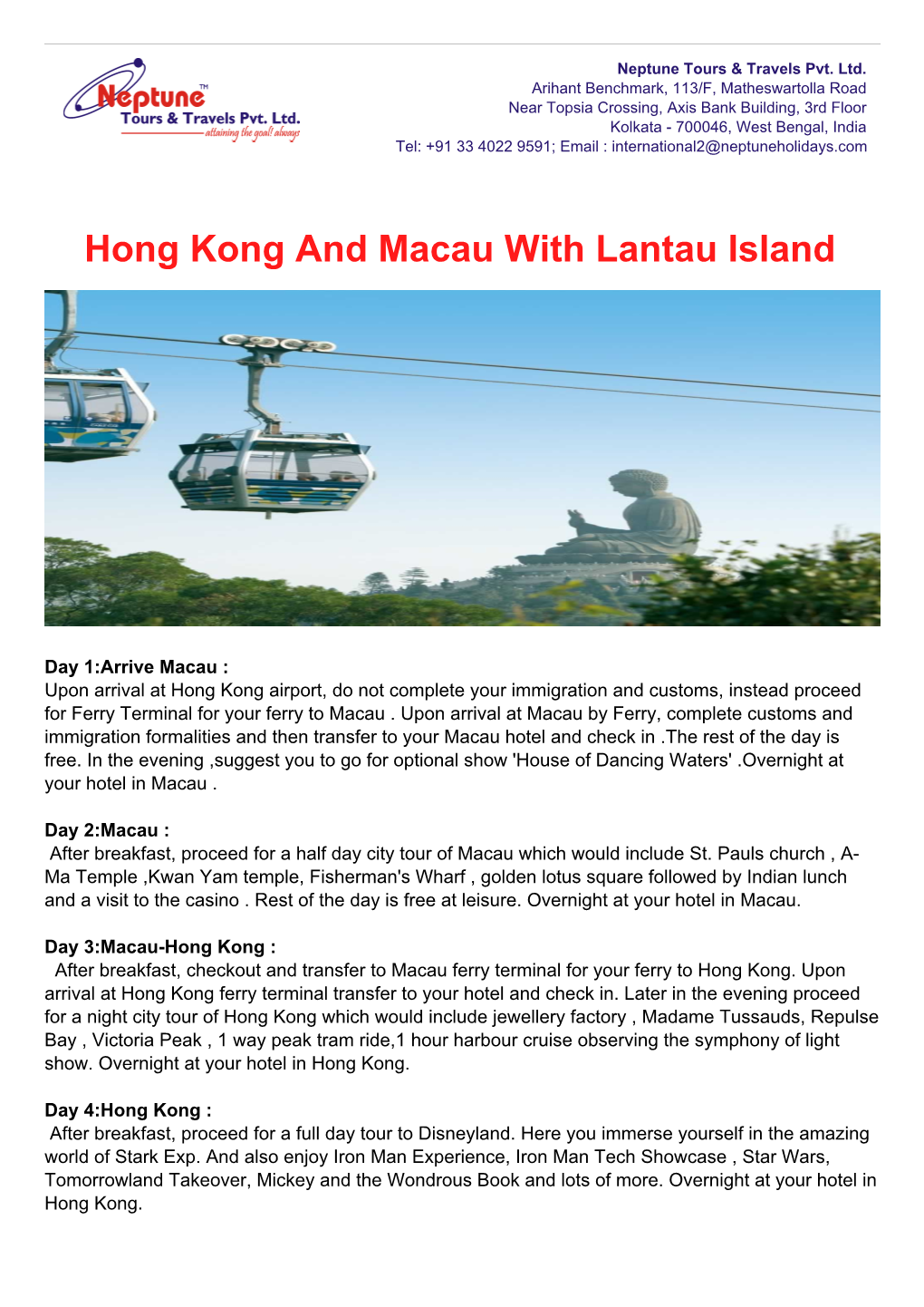 Hong Kong and Macau with Lantau Island