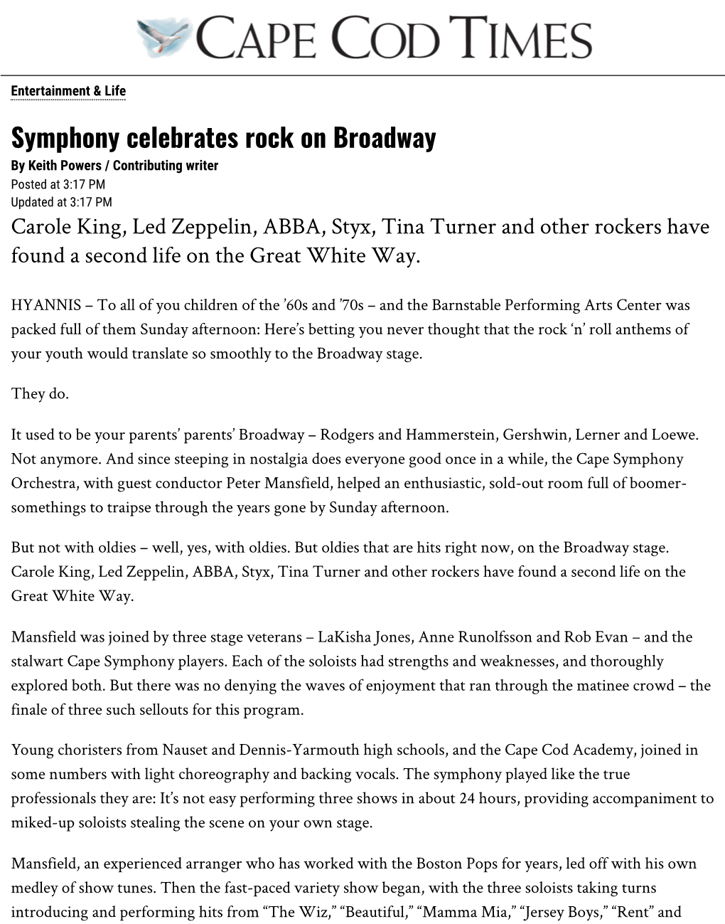 Symphony Celebrates Rock on Broadway