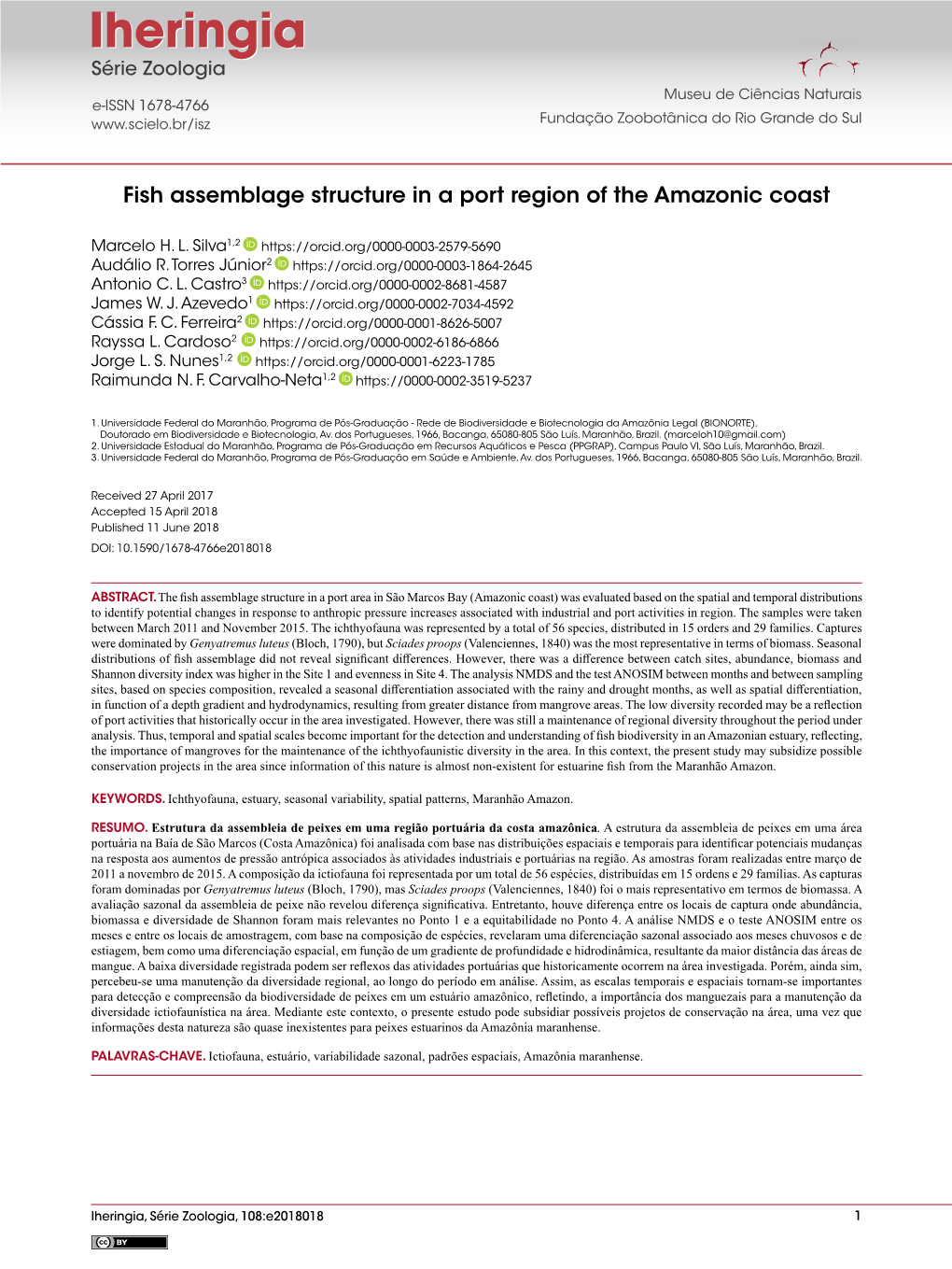 Fish Assemblage Structure in a Port Region of the Amazonic Coast