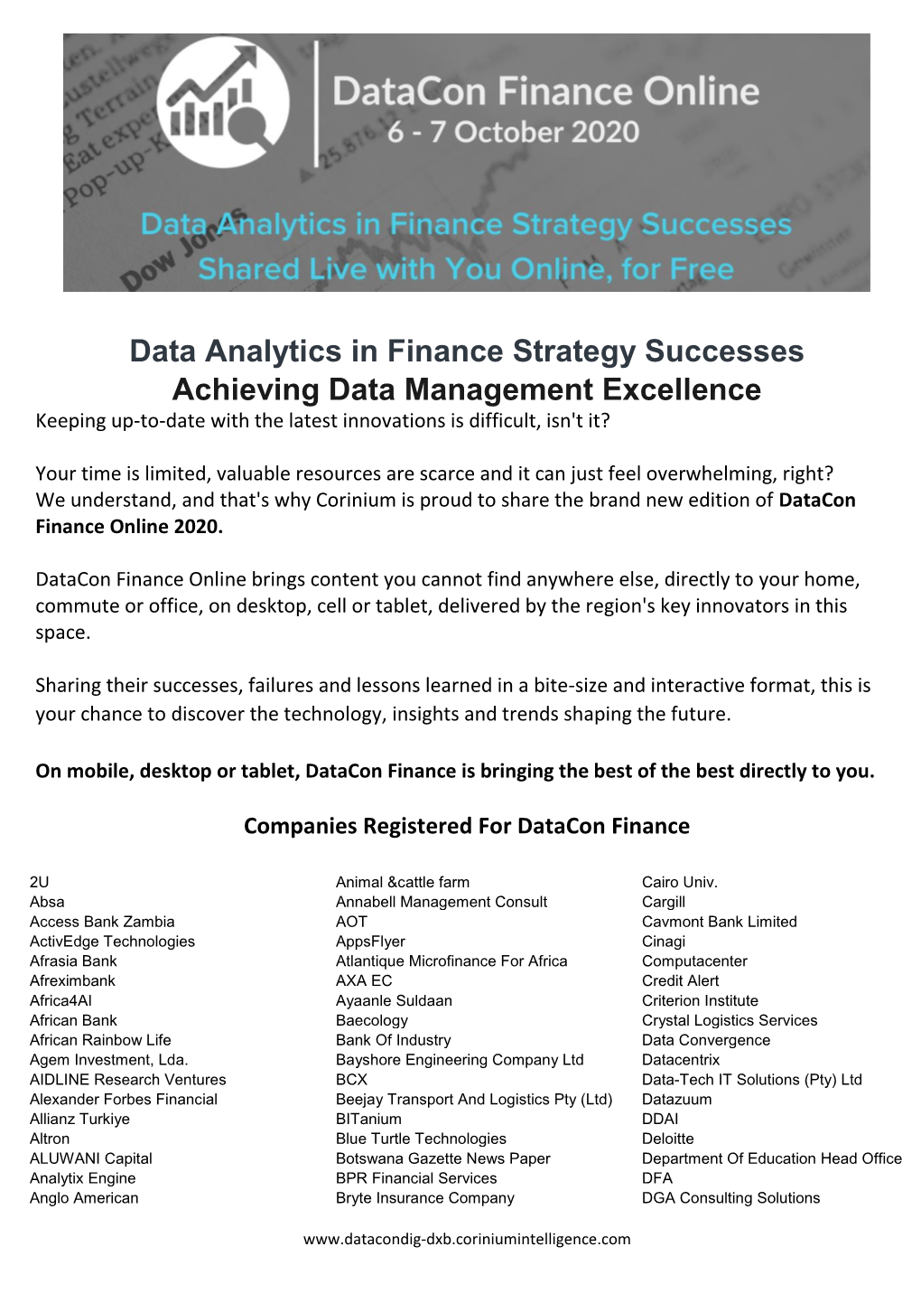 Data Analytics in Finance Strategy Successes Achieving Data Management Excellence Keeping Up-To-Date with the Latest Innovations Is Difficult, Isn't It?