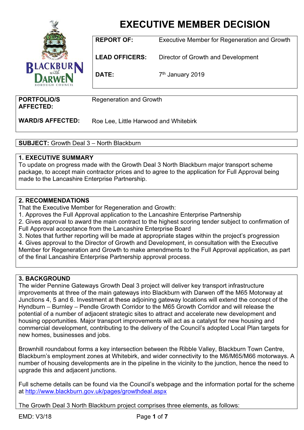 Growth Deal 3 – North Blackburn