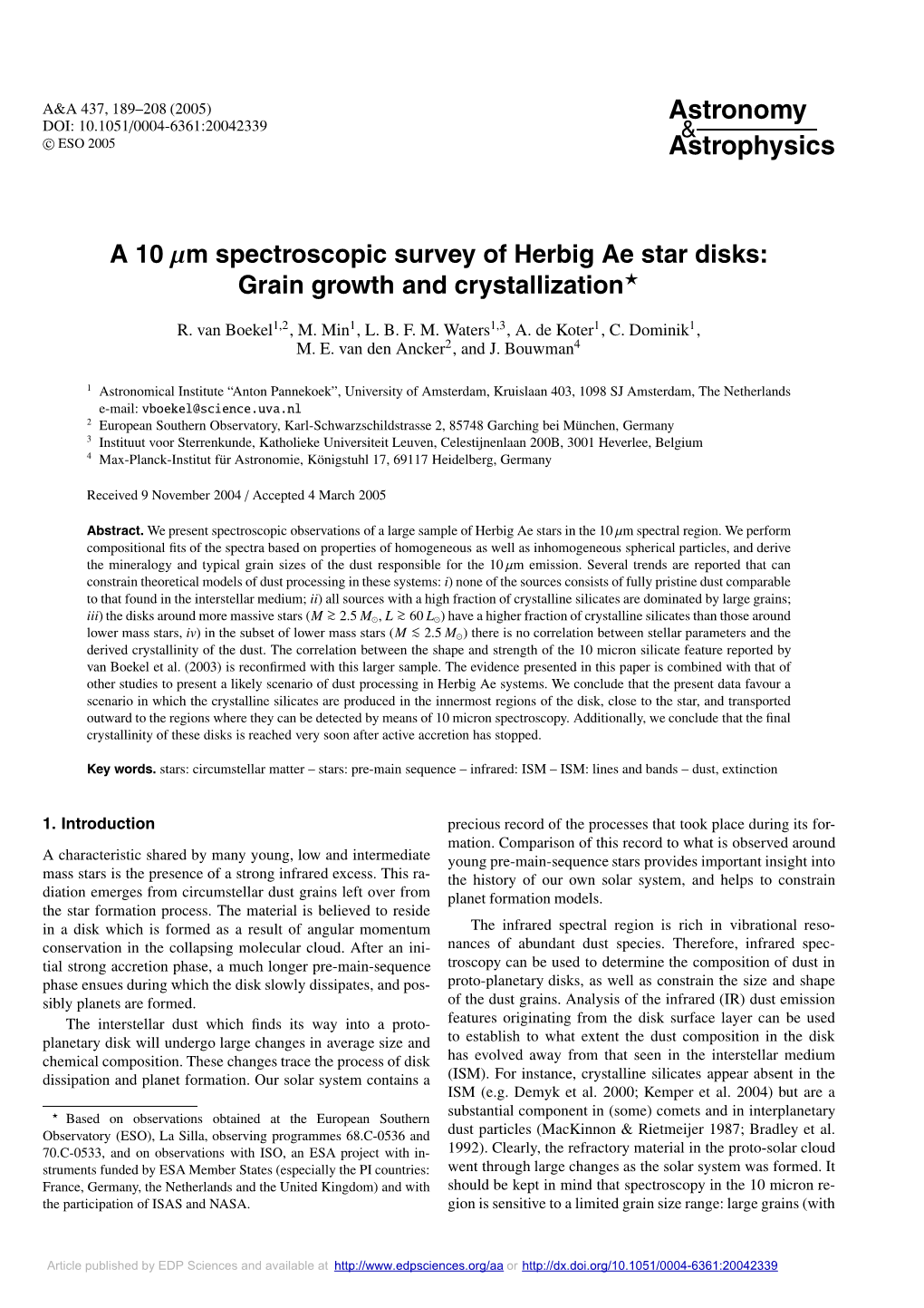 M Spectroscopic Survey of Herbig Ae Star Disks: Grain Growth and Crystallization