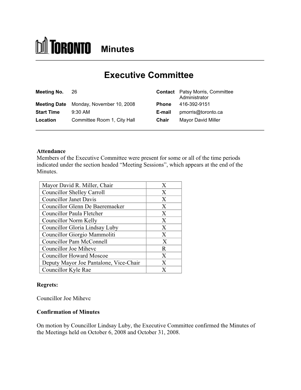 Minutes Executive Committee