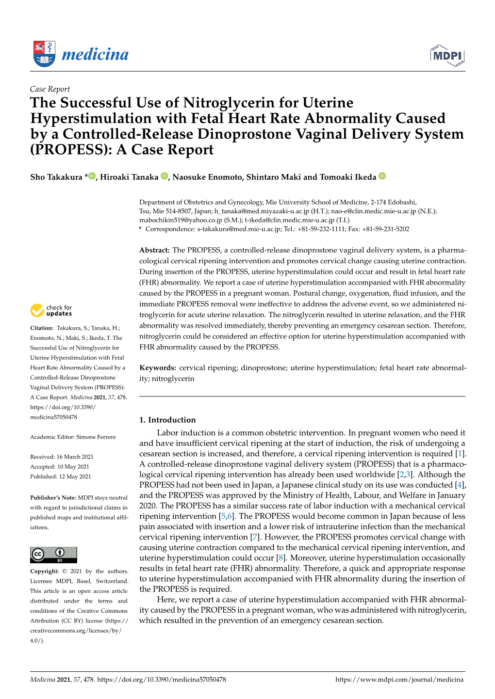 The Successful Use of Nitroglycerin for Uterine Hyperstimulation With