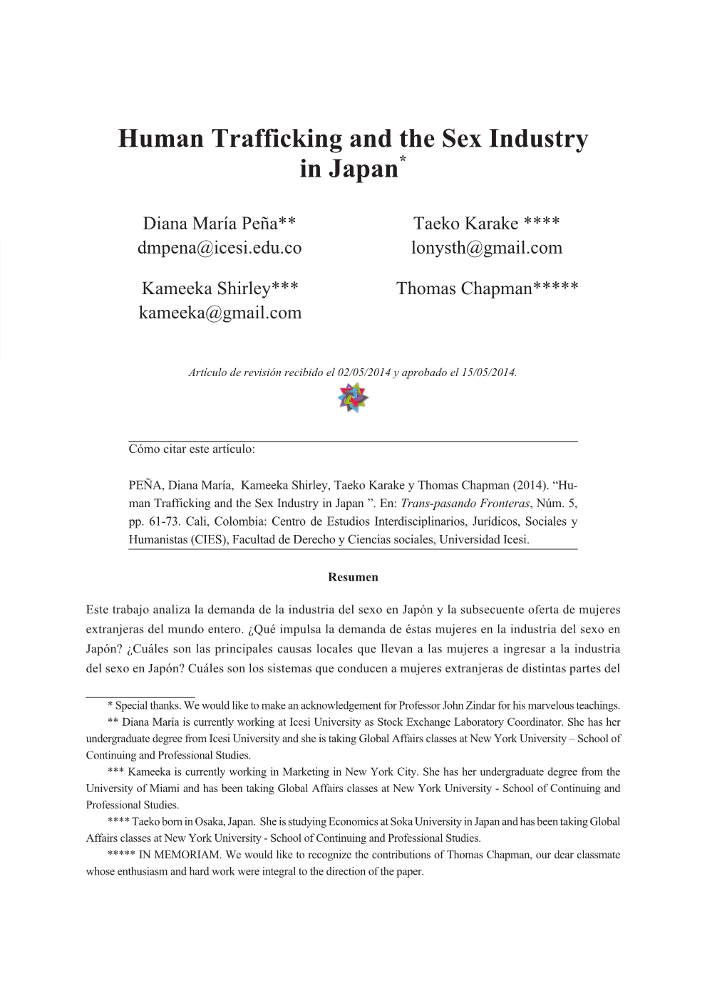 Human Trafficking and the Sex Industry in Japan*