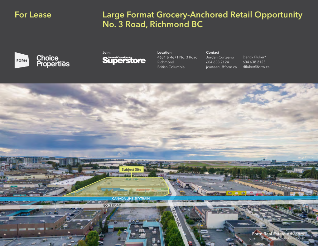For Lease Large Format Grocery-Anchored Retail Opportunity No