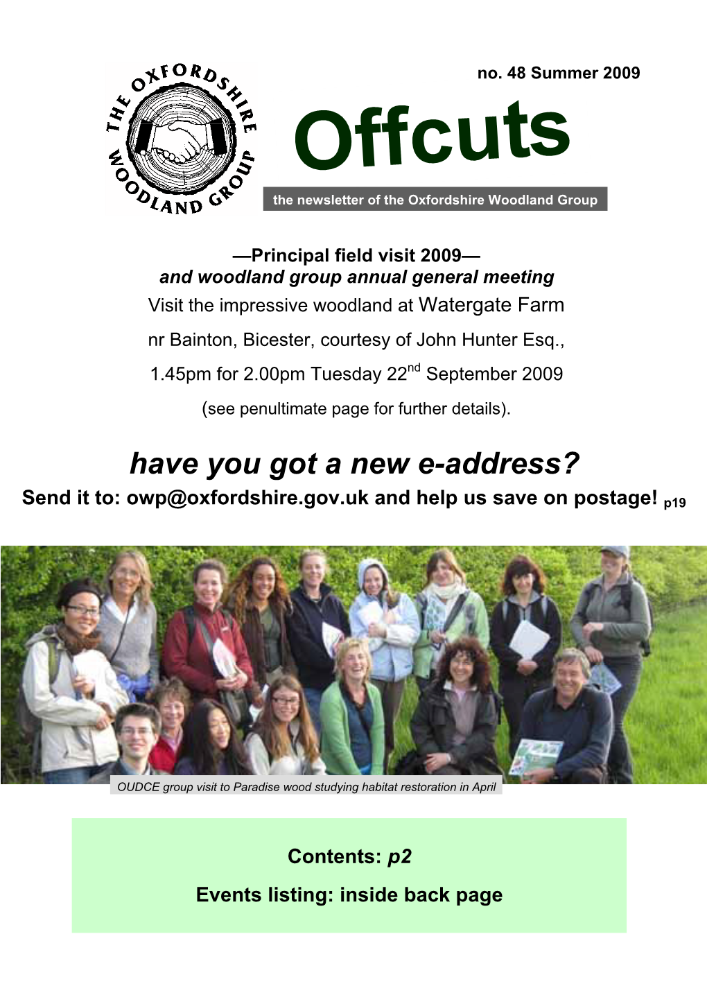 Offcuts the Newsletter of the Oxfordshire Woodland Group