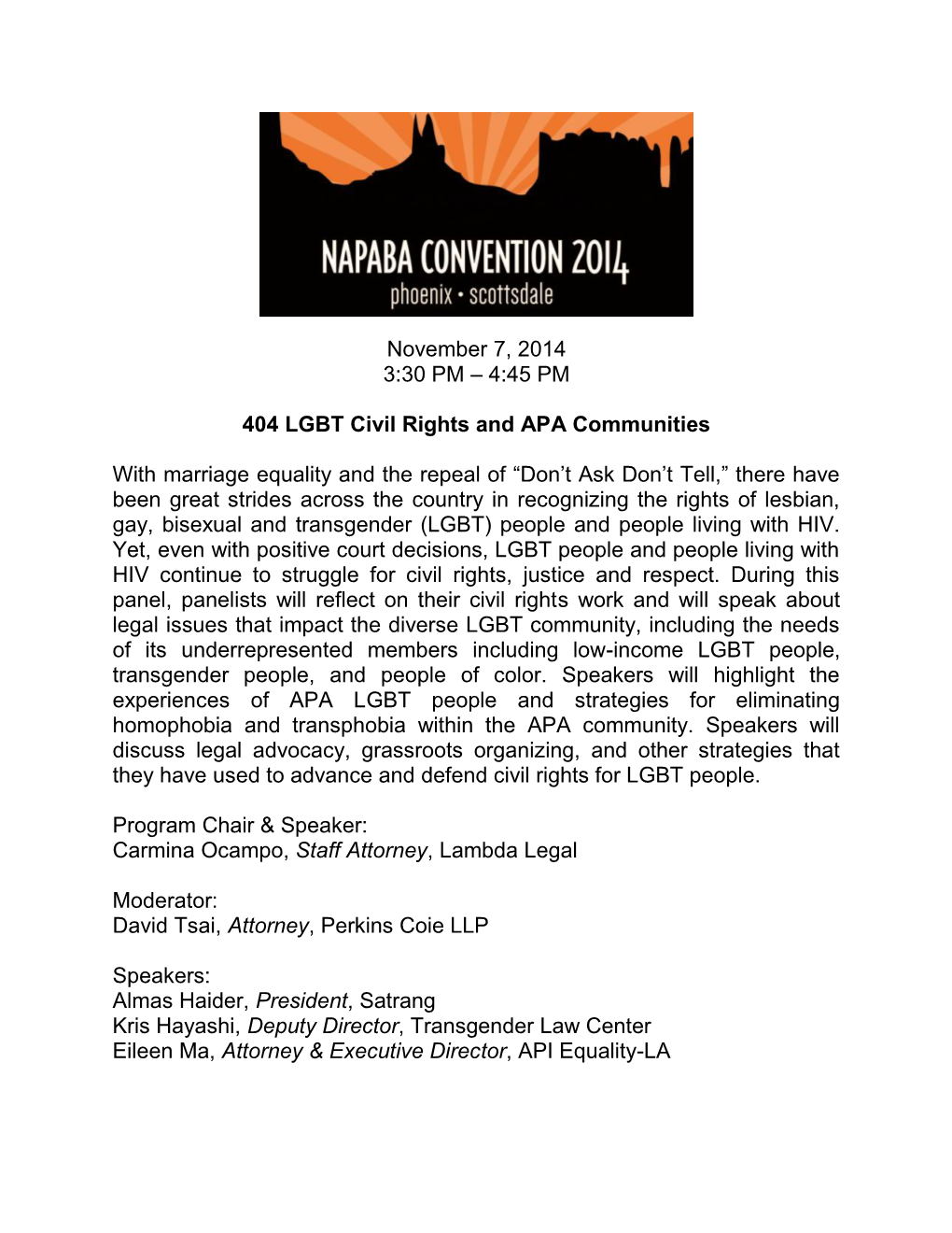 4:45 PM 404 LGBT Civil Rights and APA Communities with Marriage