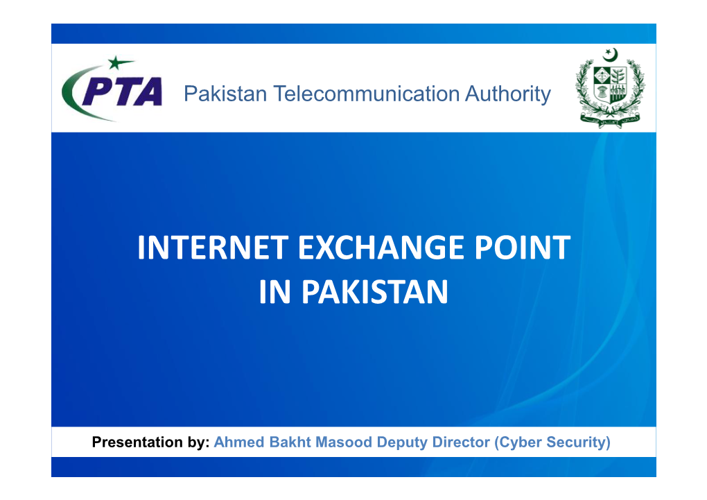 Internet Exchange Point in Pakistan