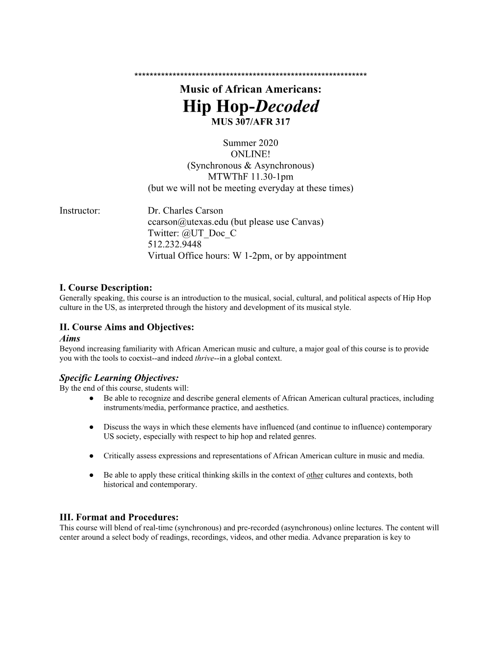 Hip Hop-Decoded MUS 307/AFR 317