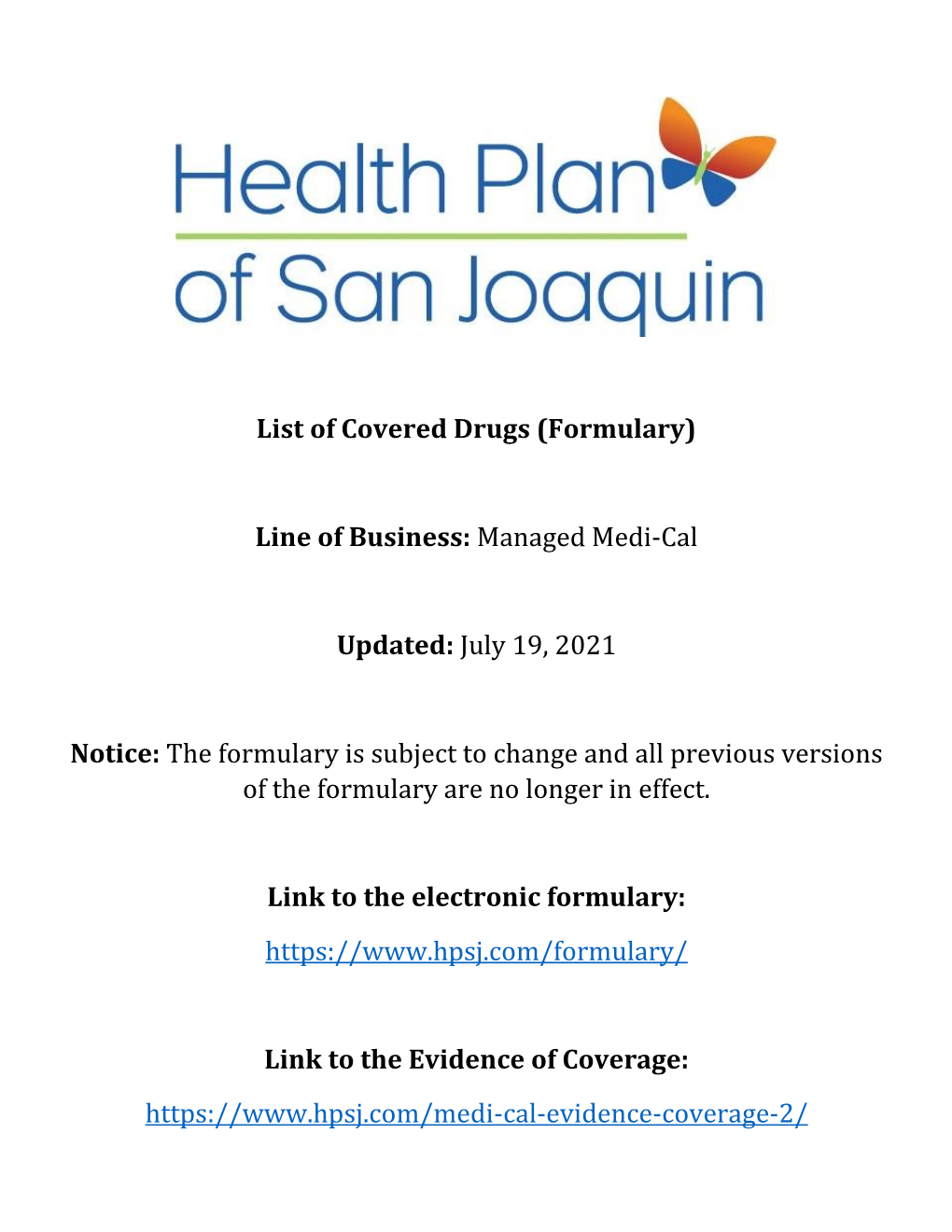 HPSJ State Medicaid Formulary