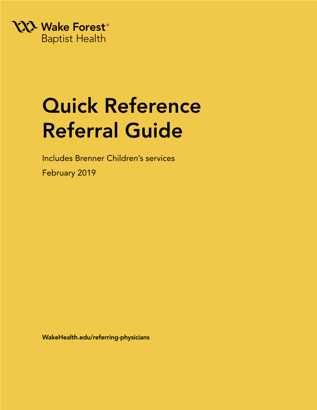 Quick Reference Referral Guide