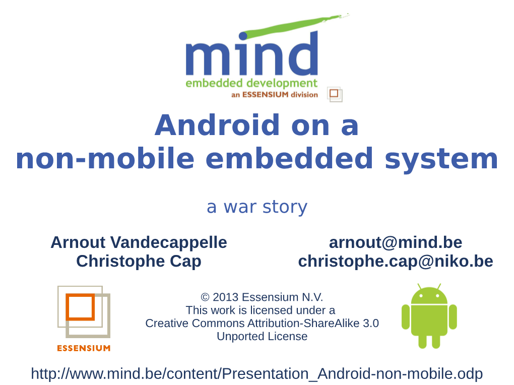 Android on a Non-Mobile Embedded System